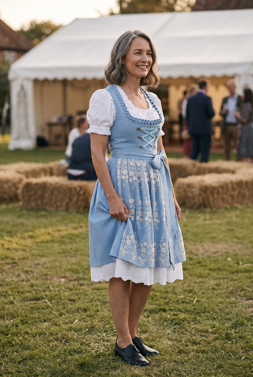 SOLTERI Adeline - Elegant Blue Dirndl Dress Set