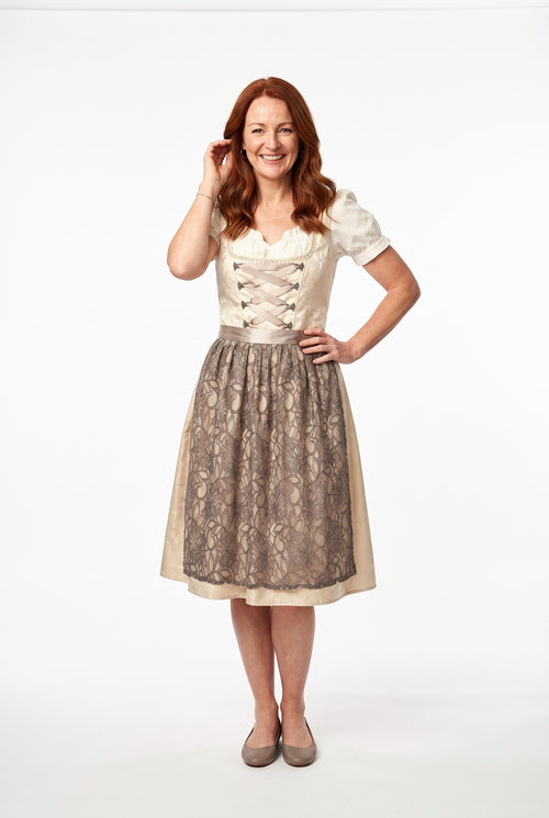 SOLTERI Amara - Elegant Champagne Brocade Dirndl Set