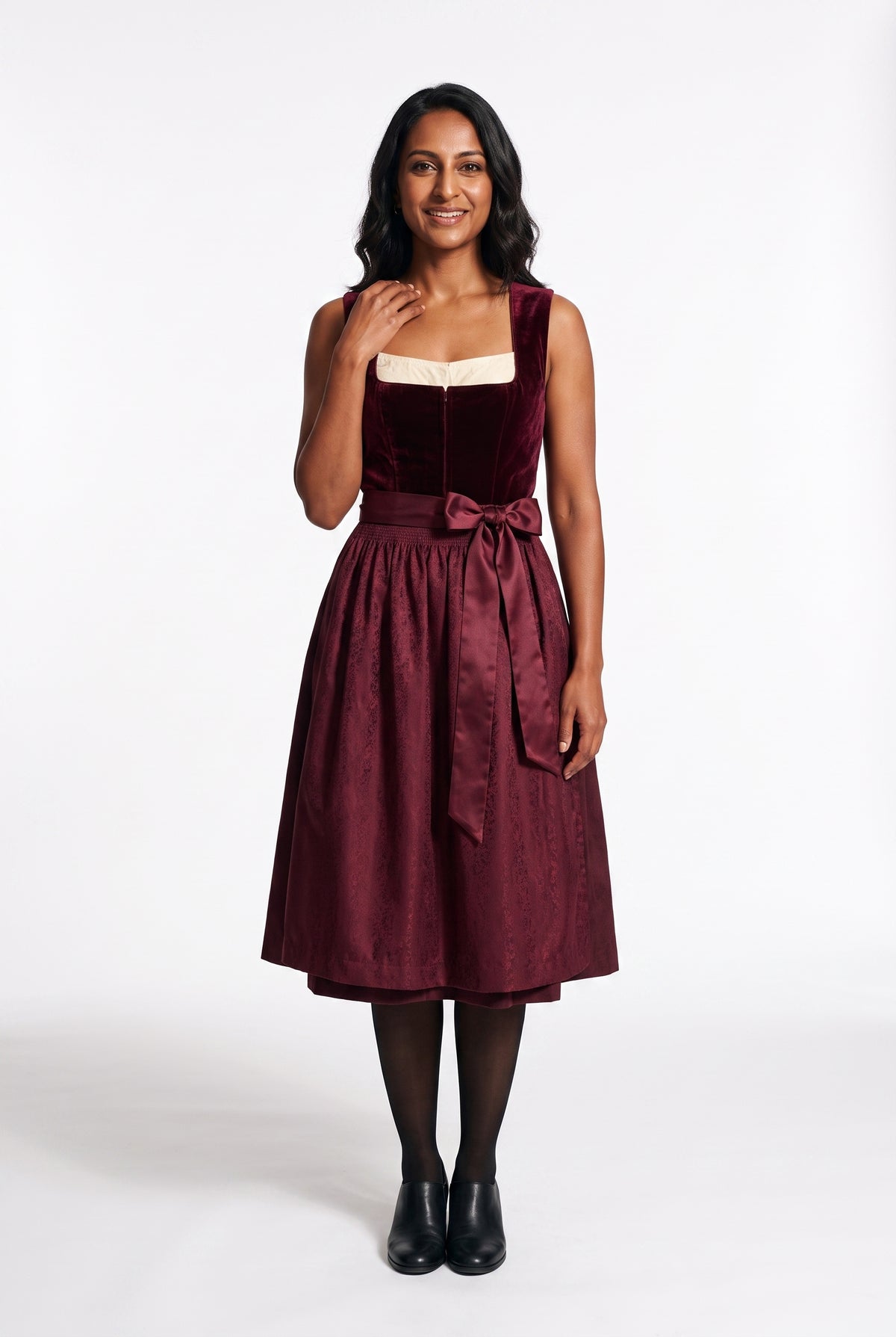SOLTERI Anastasia - Elegant Burgundy Velvet Dirndl Dress