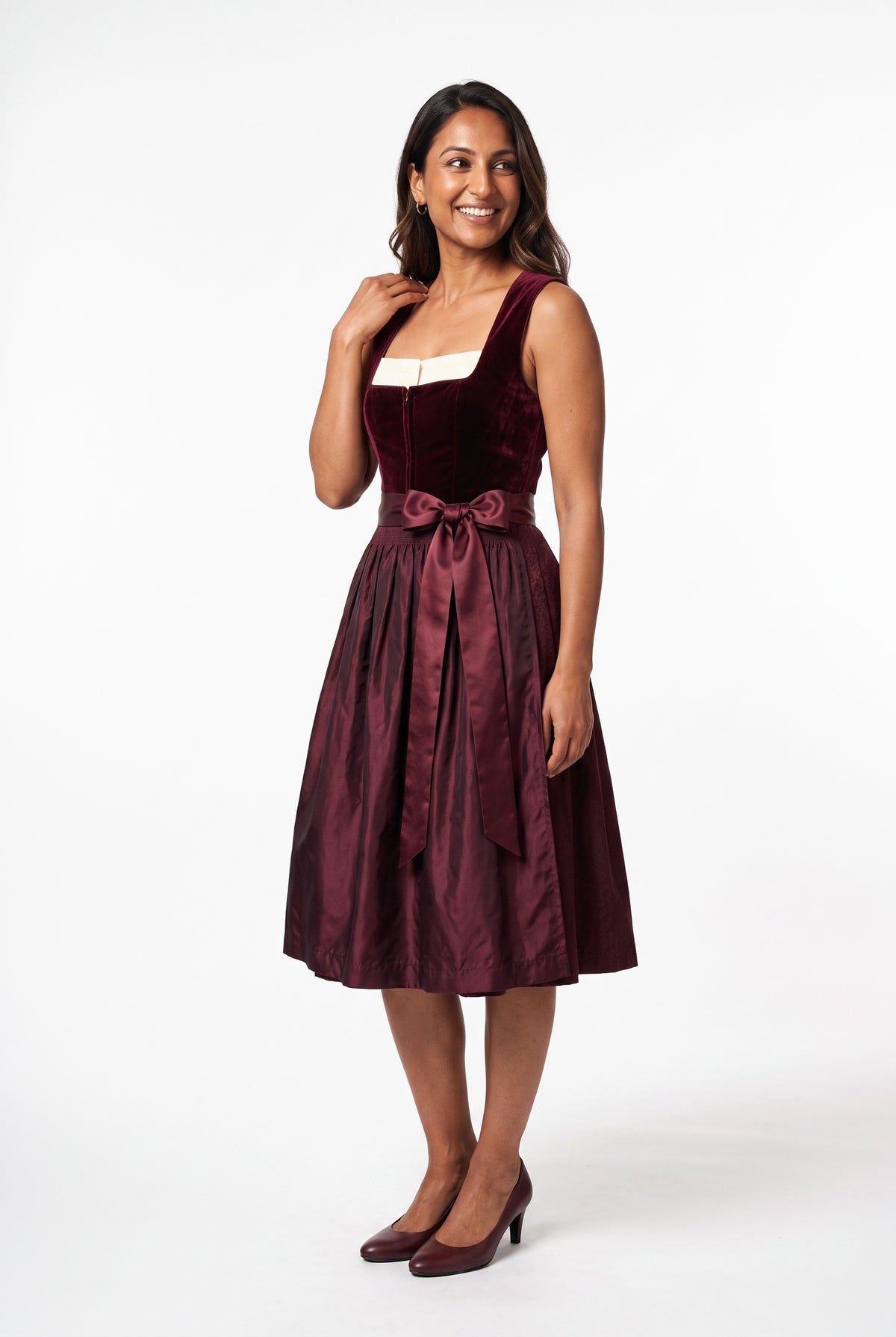 SOLTERI Anastasia - Elegant Burgundy Velvet Dirndl Dress