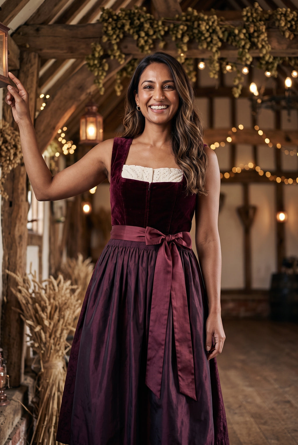 SOLTERI Anastasia - Elegant Burgundy Velvet Dirndl Dress