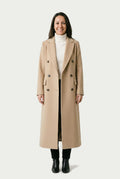 SOLTERI Josephine - Longline Double-Breasted Tailored Coat - Beige