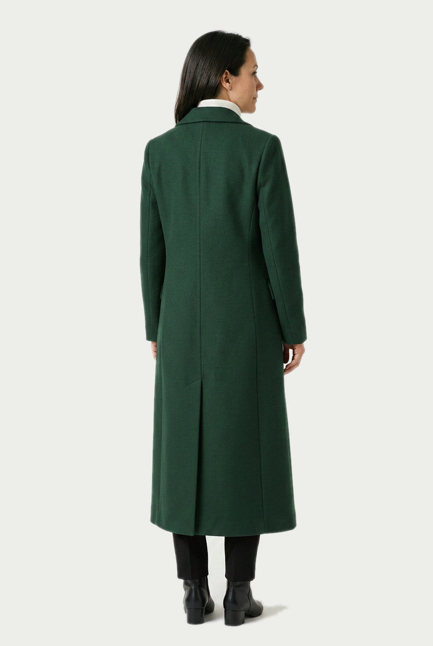 SOLTERI Josephine - Longline Double-Breasted Tailored Coat - Green