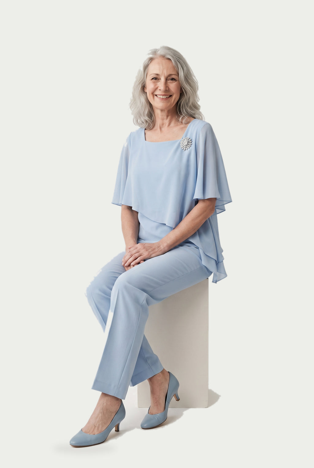 SOLTERI Beatrice - Elegant Navy Blue Pant Suit Set
