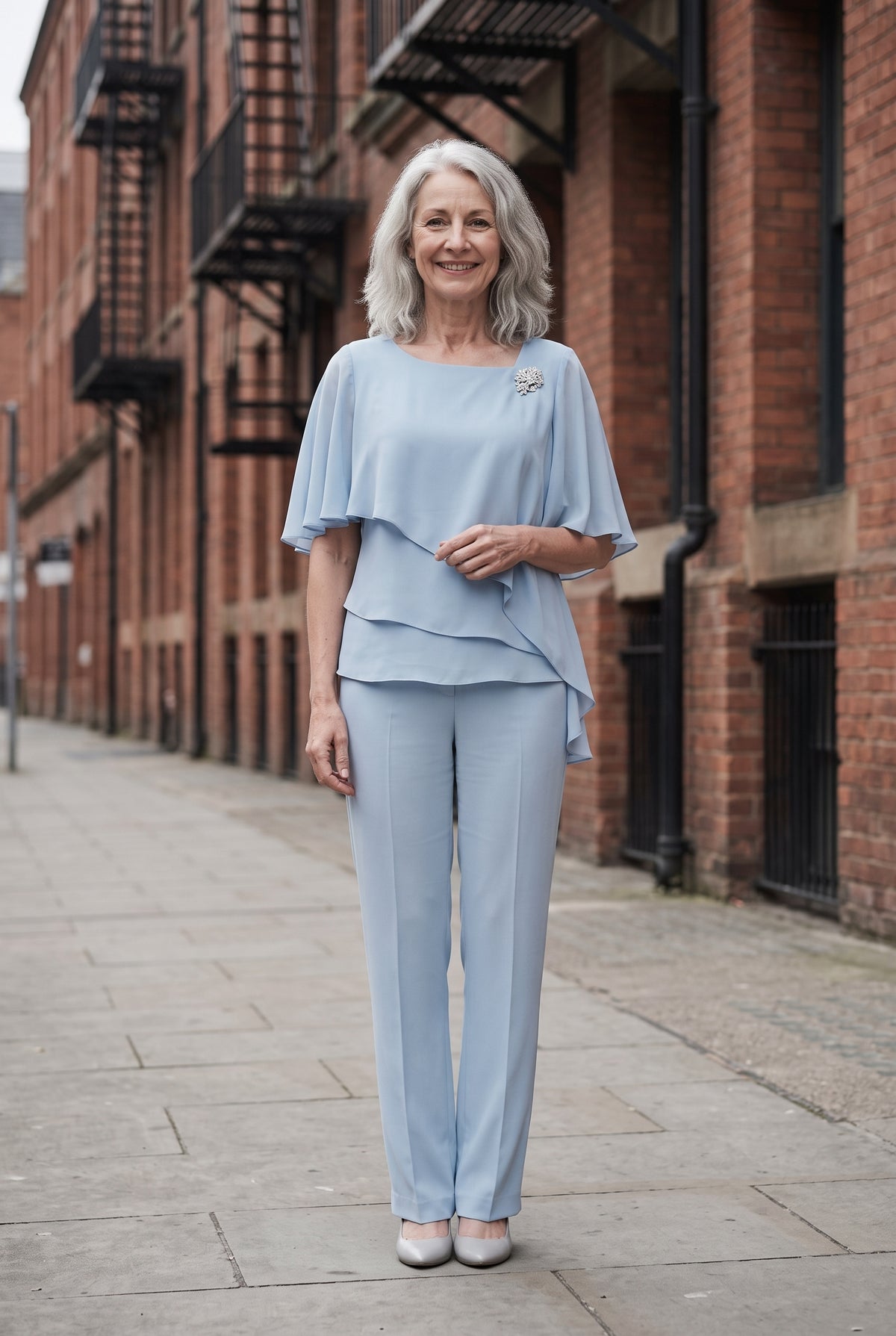 SOLTERI Beatrice - Elegant Navy Blue Pant Suit Set