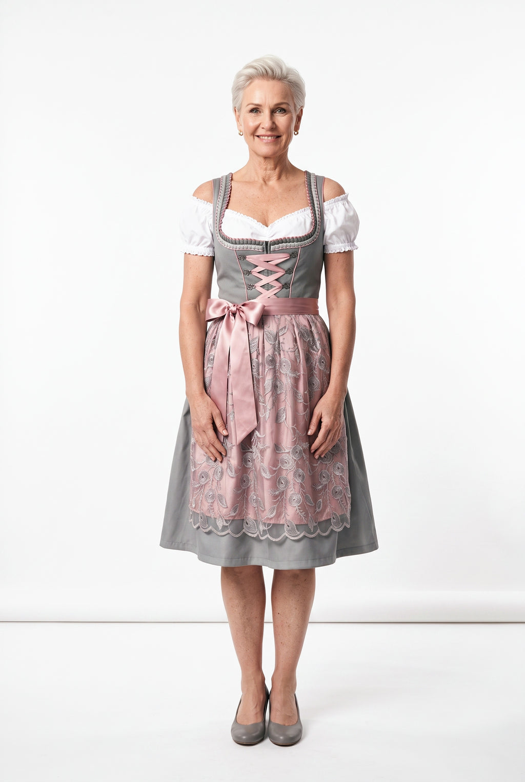 SOLTERI Bella - Elegant Grey Rose Dirndl Set