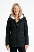 SOLTERI Berenice - Hooded Fleece-Lined Coat - Black