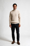 SOLTERI Stanhope - Cable-Knit Turtleneck Sweater - Beige