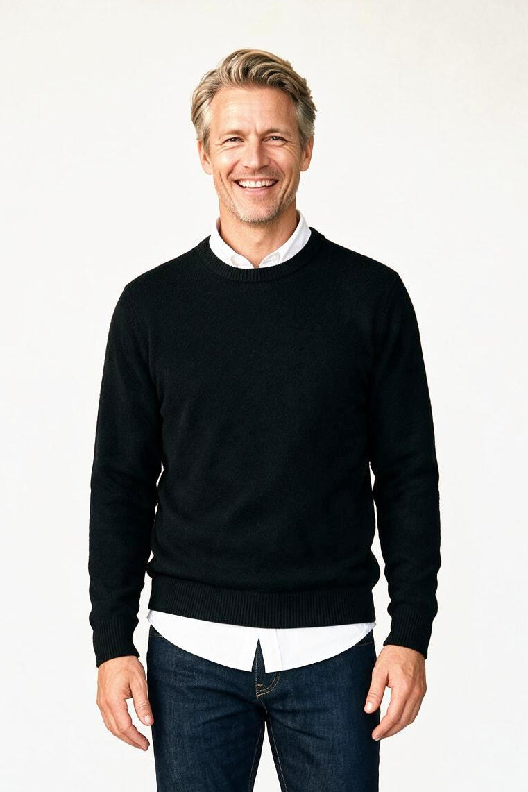SOLTERI Calder - Cashmere-Blend Crew Sweater - Black