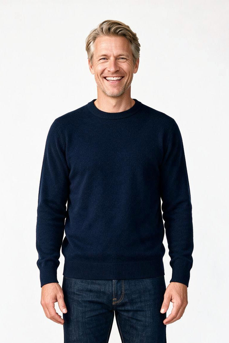 SOLTERI Calder - Cashmere-Blend Crew Sweater - Navy