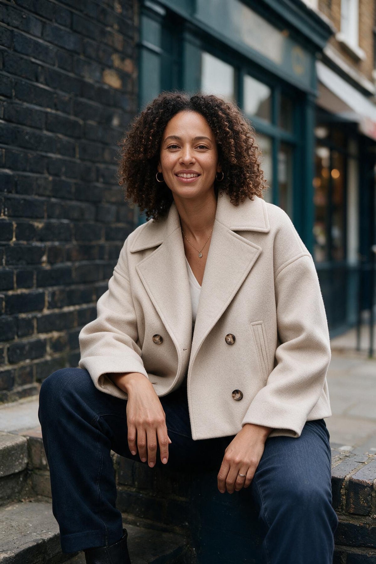 SOLTERI Capucine - Double-Breasted Wool-Blend Coat