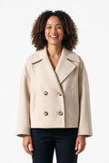 SOLTERI Capucine - Double-Breasted Wool-Blend Coat - Beige