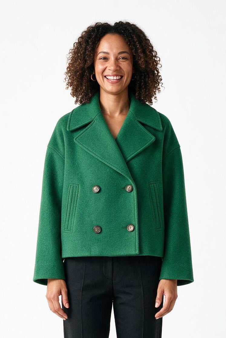 SOLTERI Capucine - Double-Breasted Wool-Blend Coat - Green