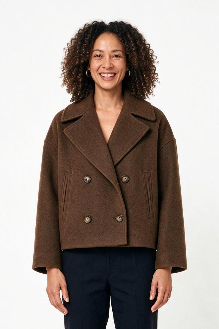 SOLTERI Capucine - Double-Breasted Wool-Blend Coat - Brown