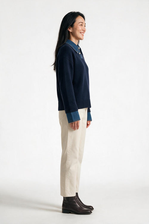 SOLTERI 2 in 1 Panel Lapel Relaxed Sweater