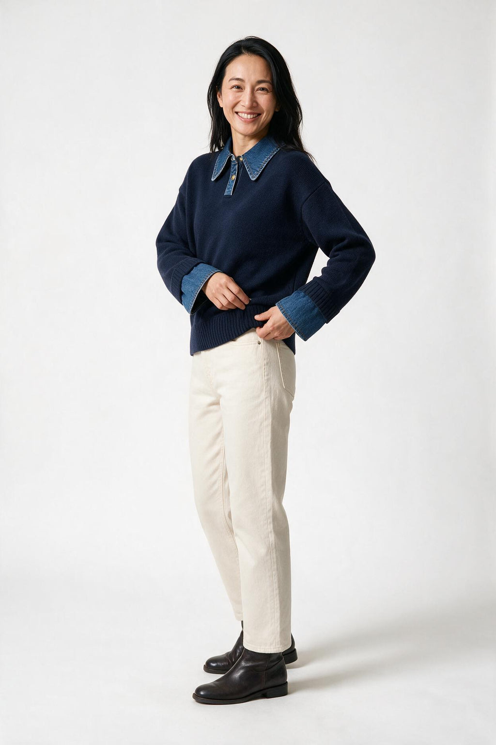 SOLTERI 2 in 1 Panel Lapel Relaxed Sweater
