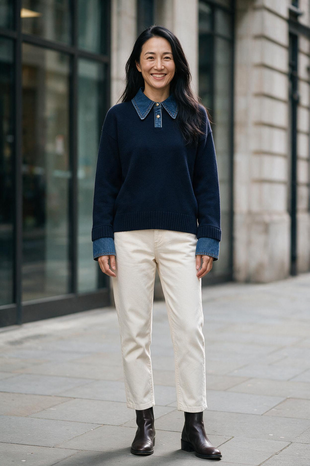 SOLTERI 2 in 1 Panel Lapel Relaxed Sweater
