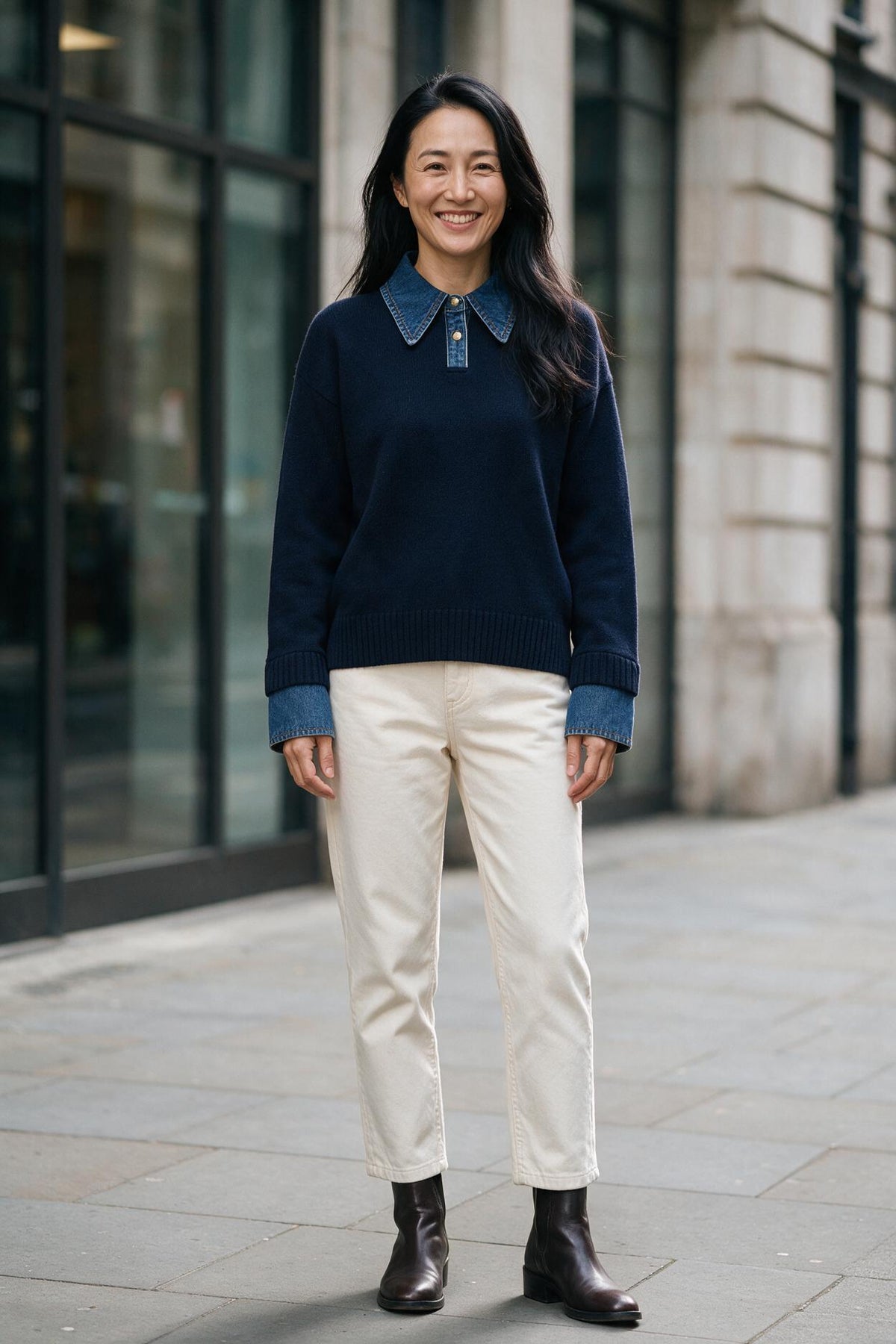 SOLTERI 2 in 1 Panel Lapel Relaxed Sweater
