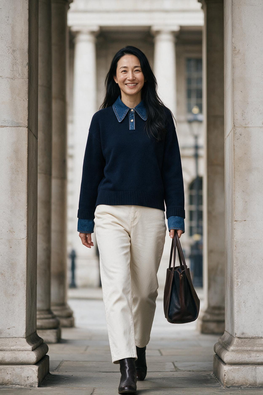 SOLTERI 2 in 1 Panel Lapel Relaxed Sweater