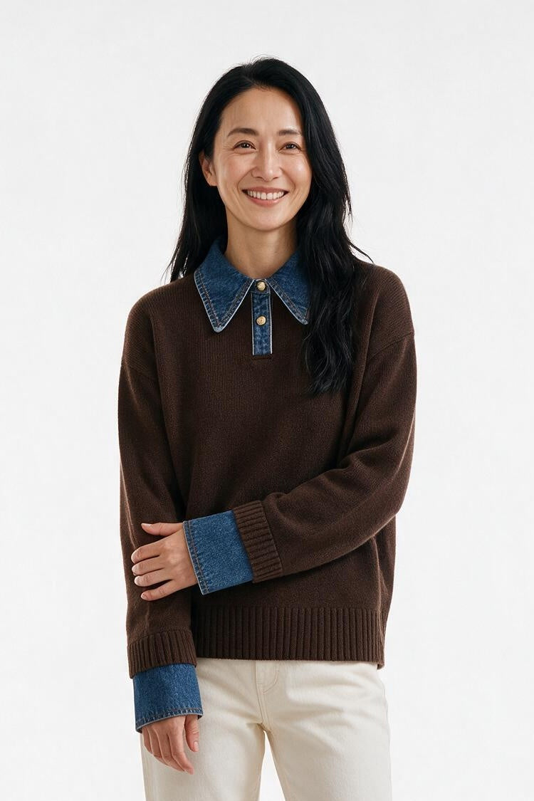 SOLTERI Anouk - Panel Lapel Relaxed Sweater