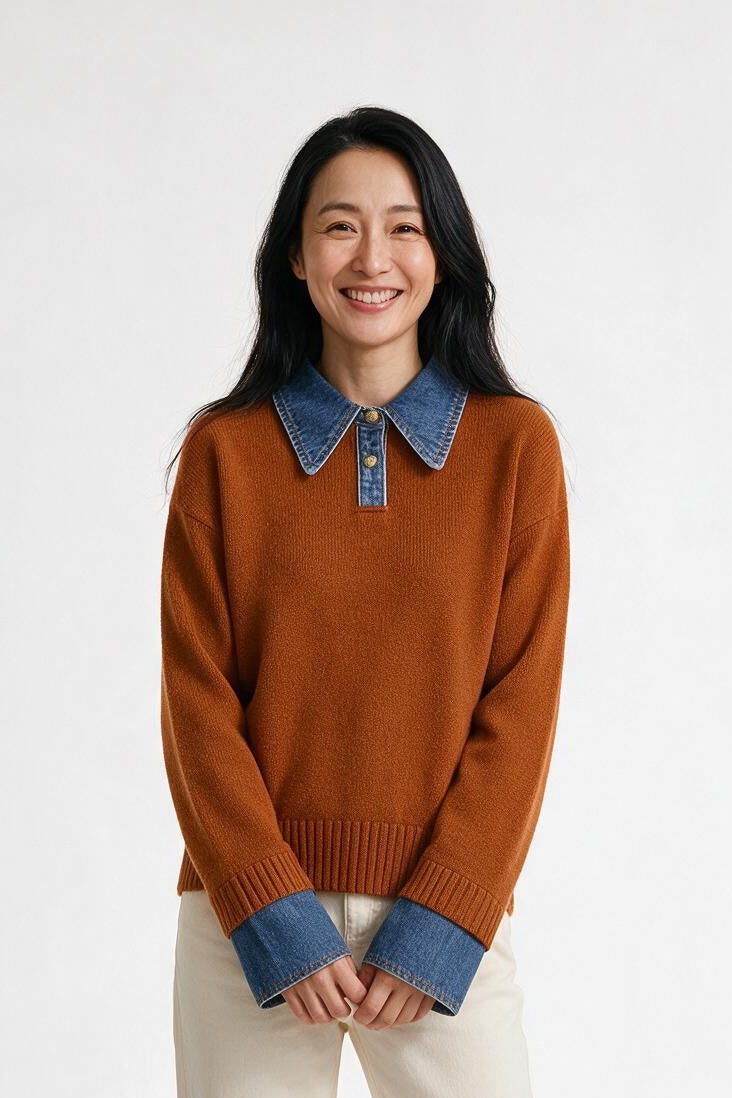 SOLTERI Anouk - Panel Lapel Relaxed Sweater