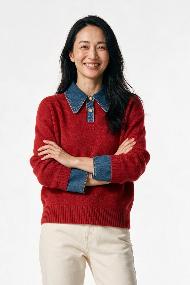 SOLTERI Anouk - Panel Lapel Relaxed Sweater