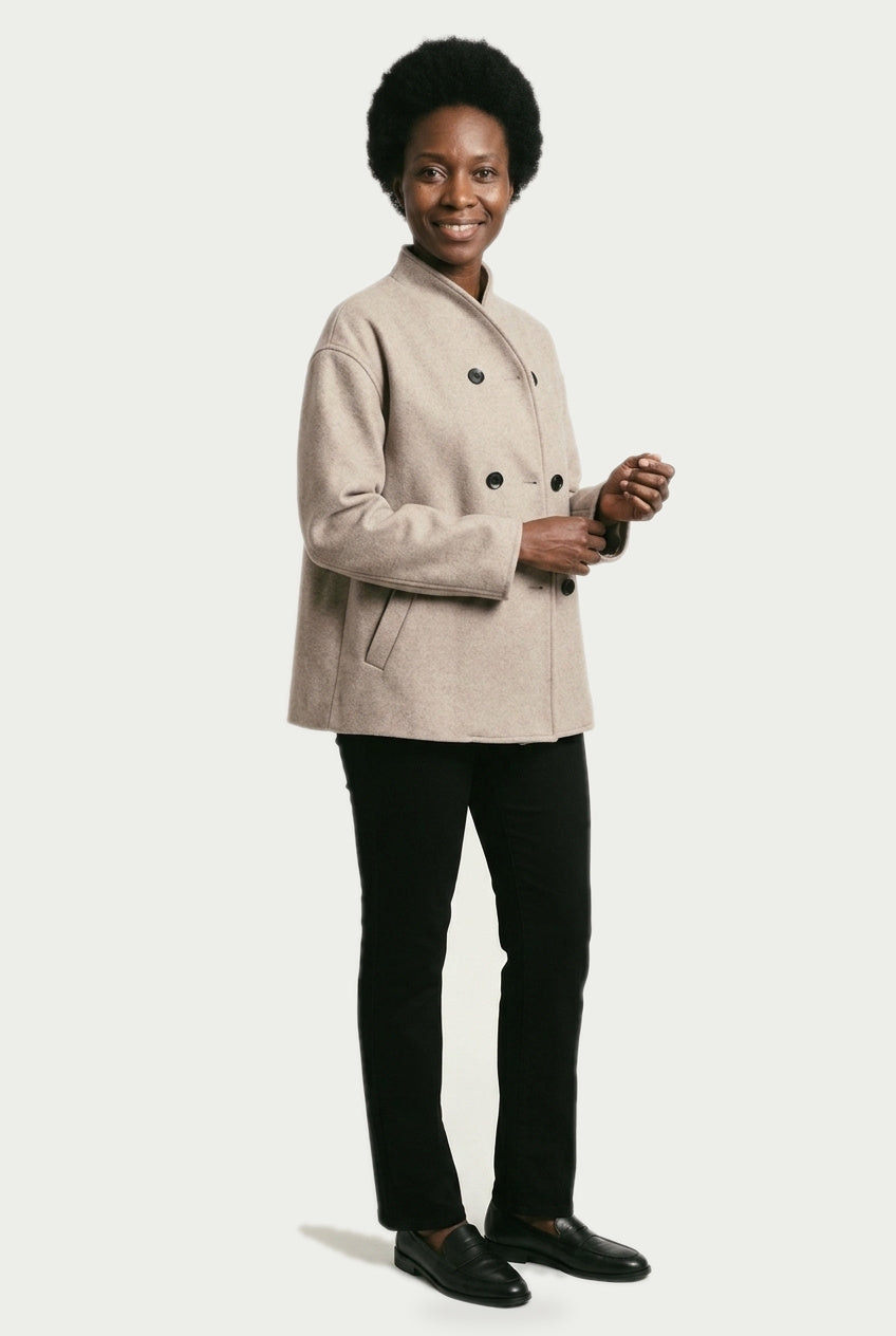 SOLTERI Imogen - Double-Breasted Wool-Blend Swing Jacket