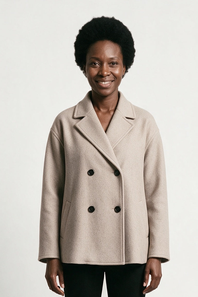 SOLTERI Imogen - Double-Breasted Wool-Blend Swing Jacket