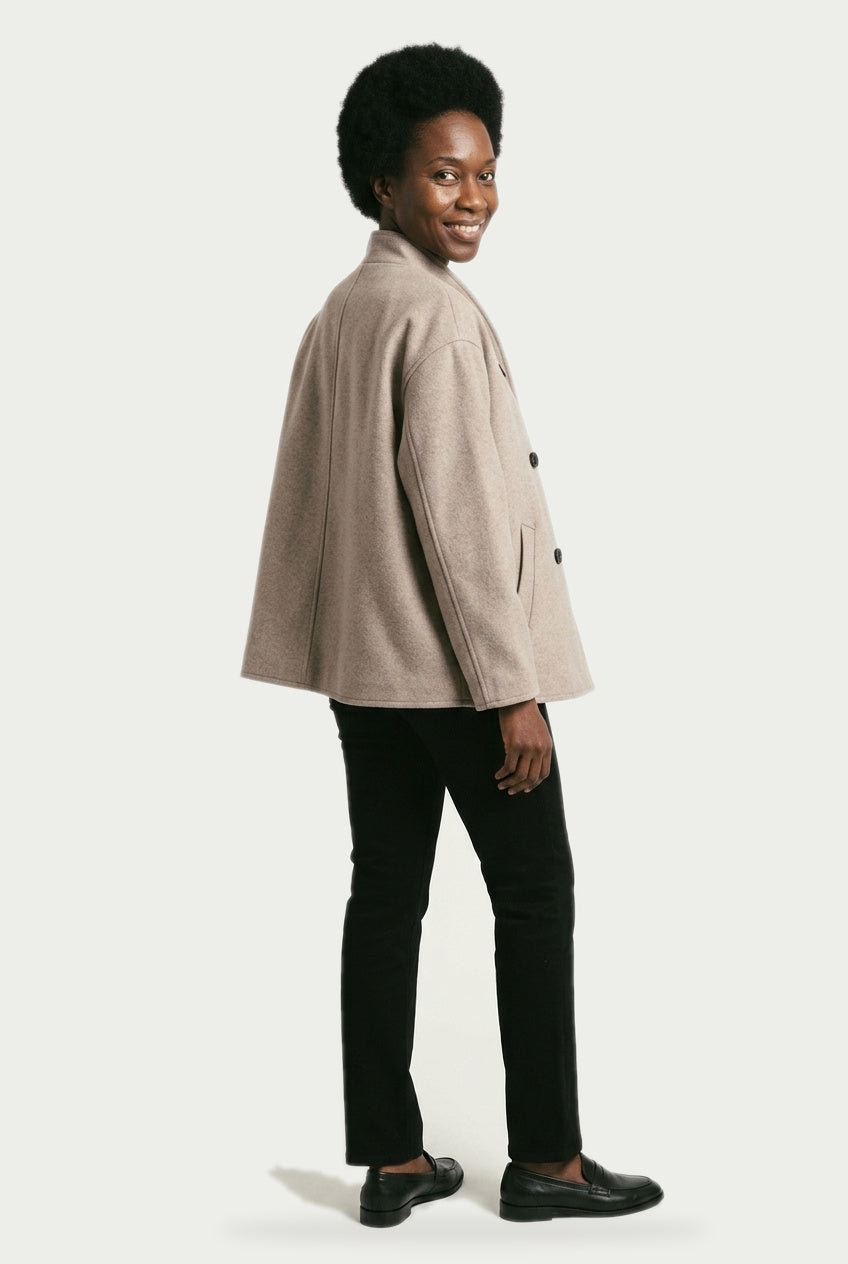 SOLTERI Imogen - Double-Breasted Wool-Blend Swing Jacket
