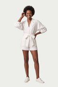 SOLTERI Fleur - Belted Cotton-Linen Playsuit
