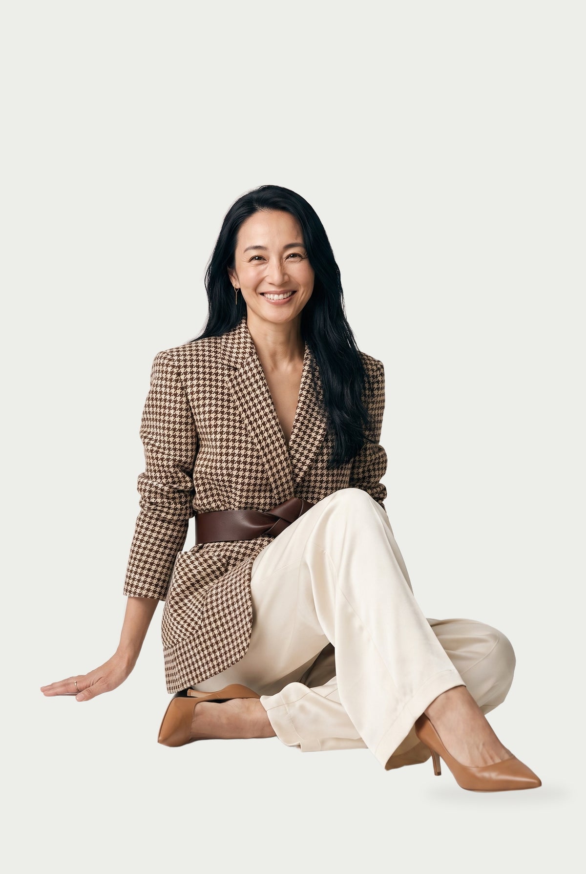 SOLTERI Cosima - Belted Houndstooth Blazer