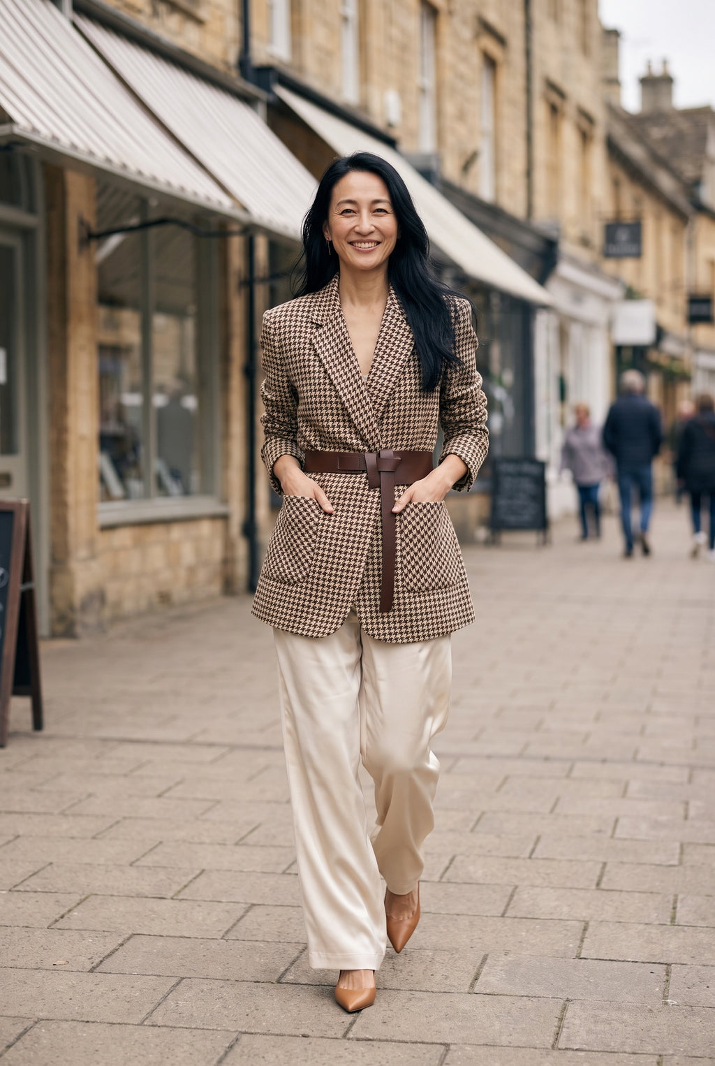 SOLTERI Cosima - Belted Houndstooth Blazer