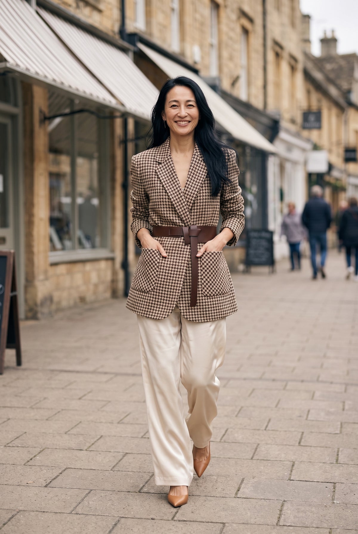 SOLTERI Cosima - Belted Houndstooth Blazer