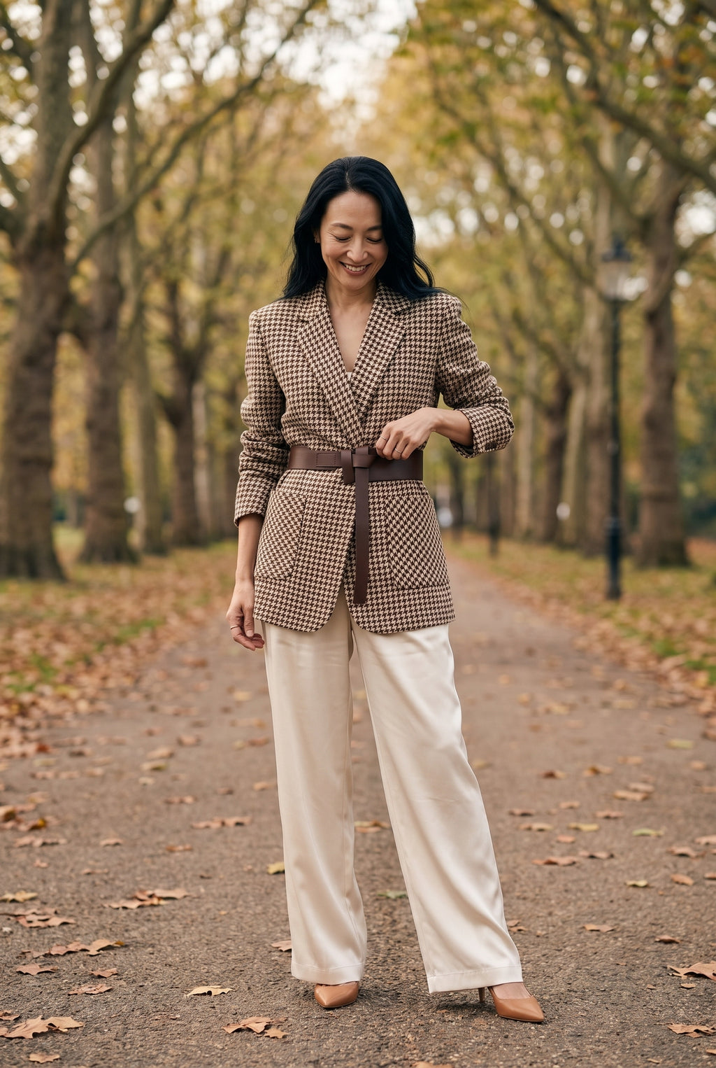 SOLTERI Cosima - Belted Houndstooth Blazer