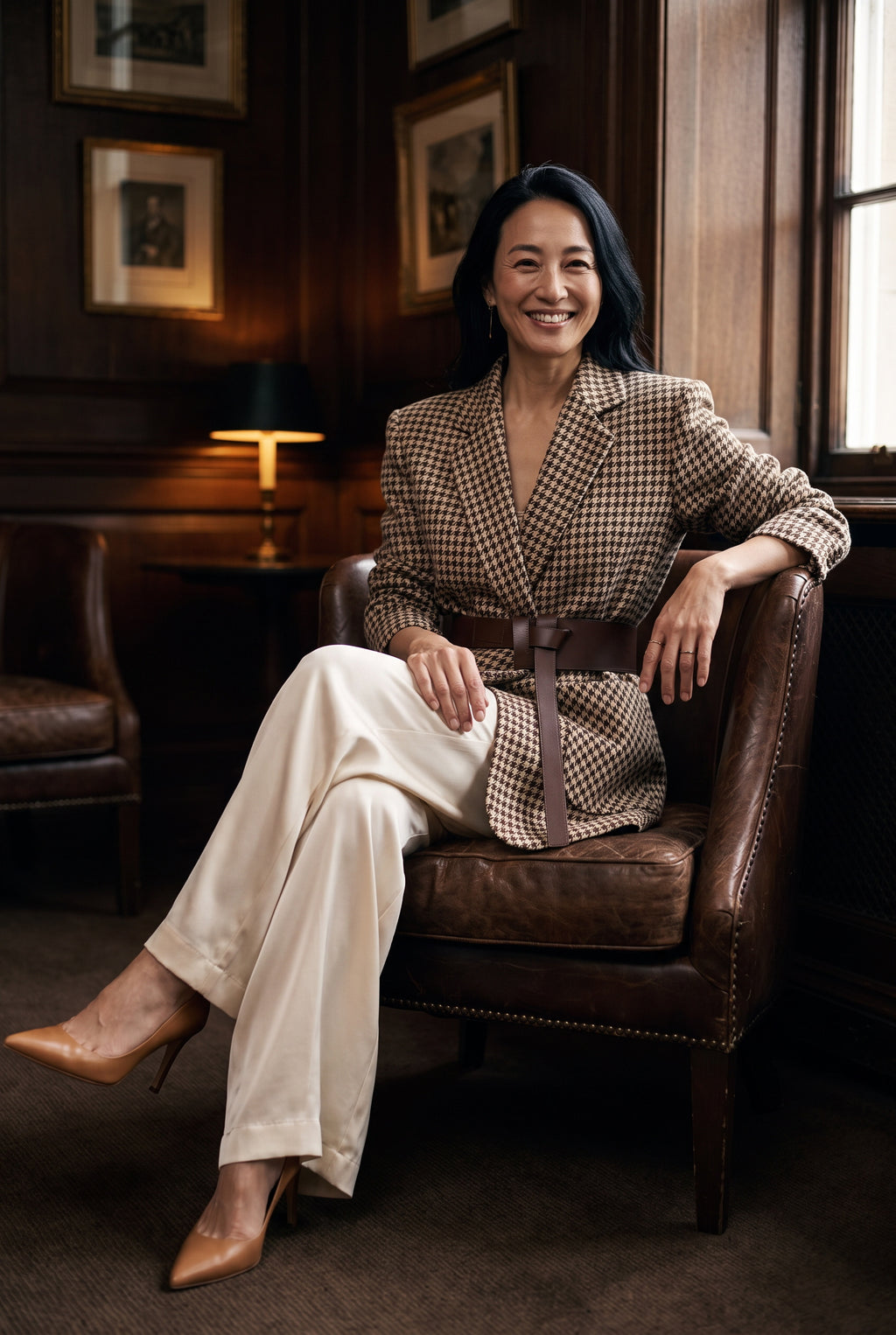 SOLTERI Cosima - Belted Houndstooth Blazer