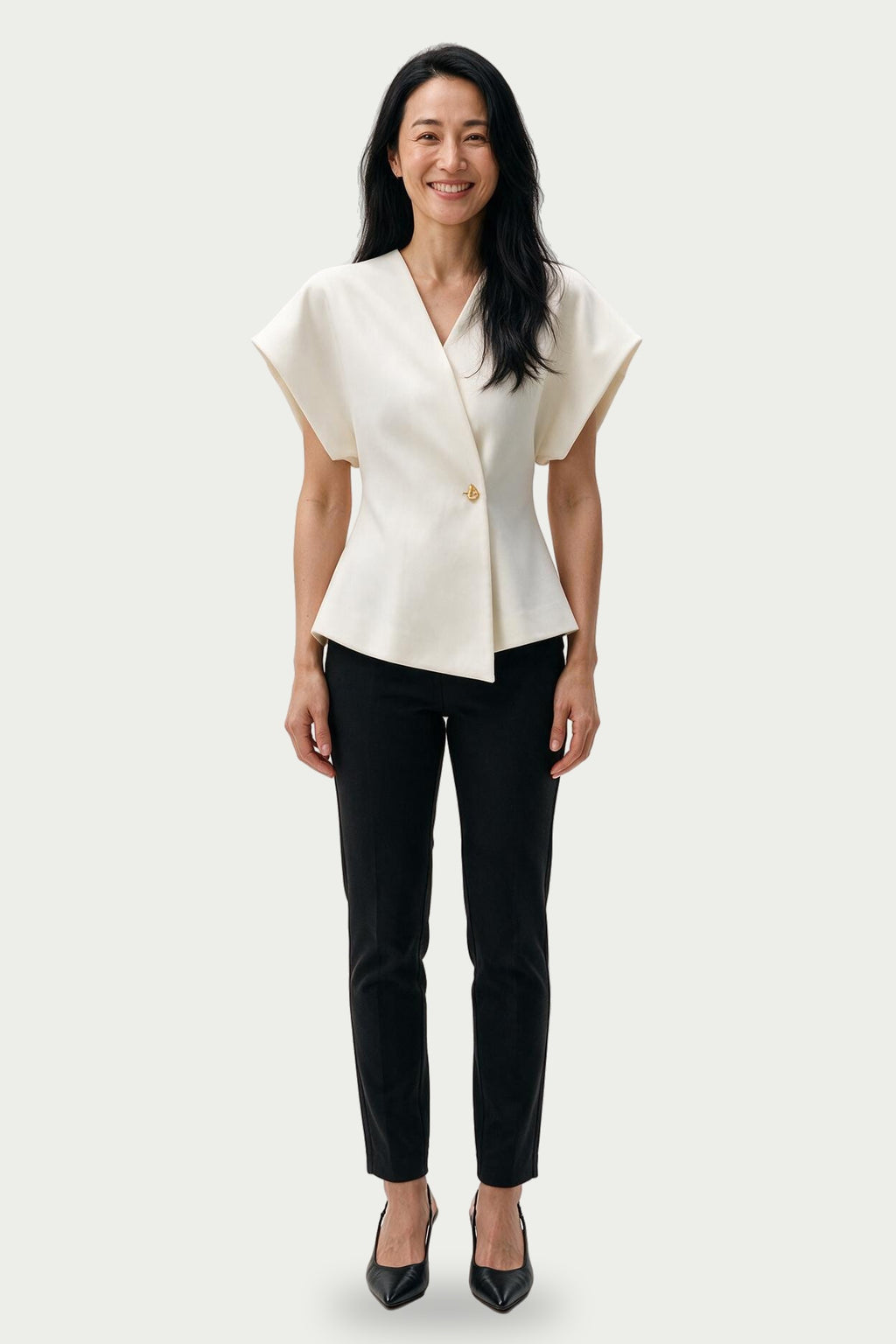 SOLTERI Colette - Structured One-Button Shoulder Top