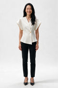 SOLTERI Colette - Structured One-Button Shoulder Top - White