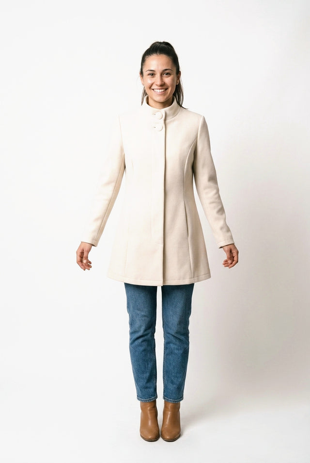 Emeline - Funnel-Collar A-Line Coat