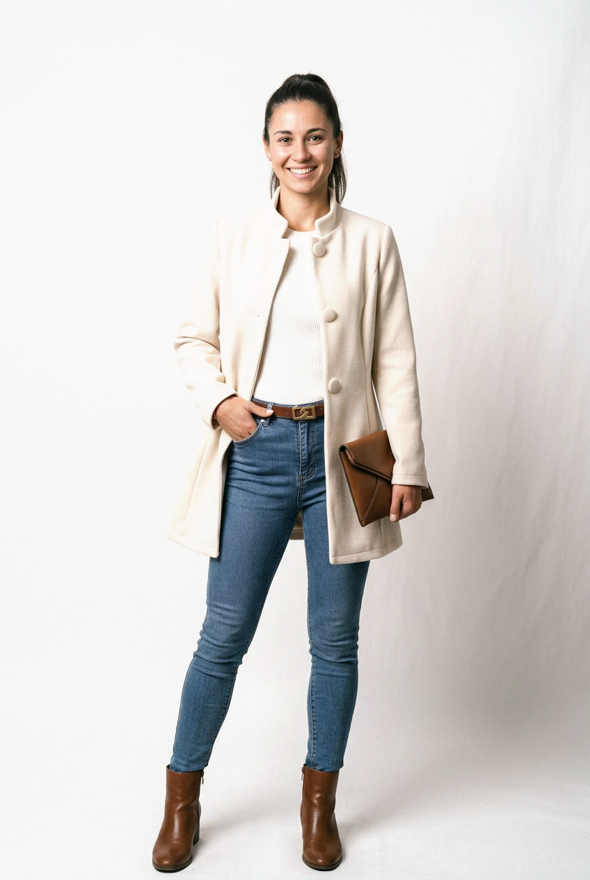 SOLTERI Emeline - Funnel-Collar A-Line Coat