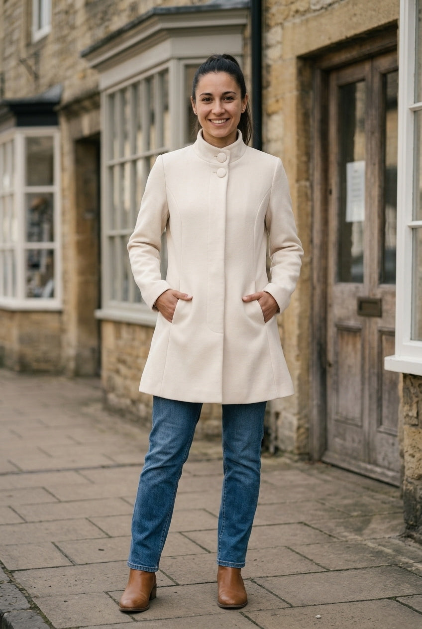 SOLTERI Emeline - Funnel-Collar A-Line Coat