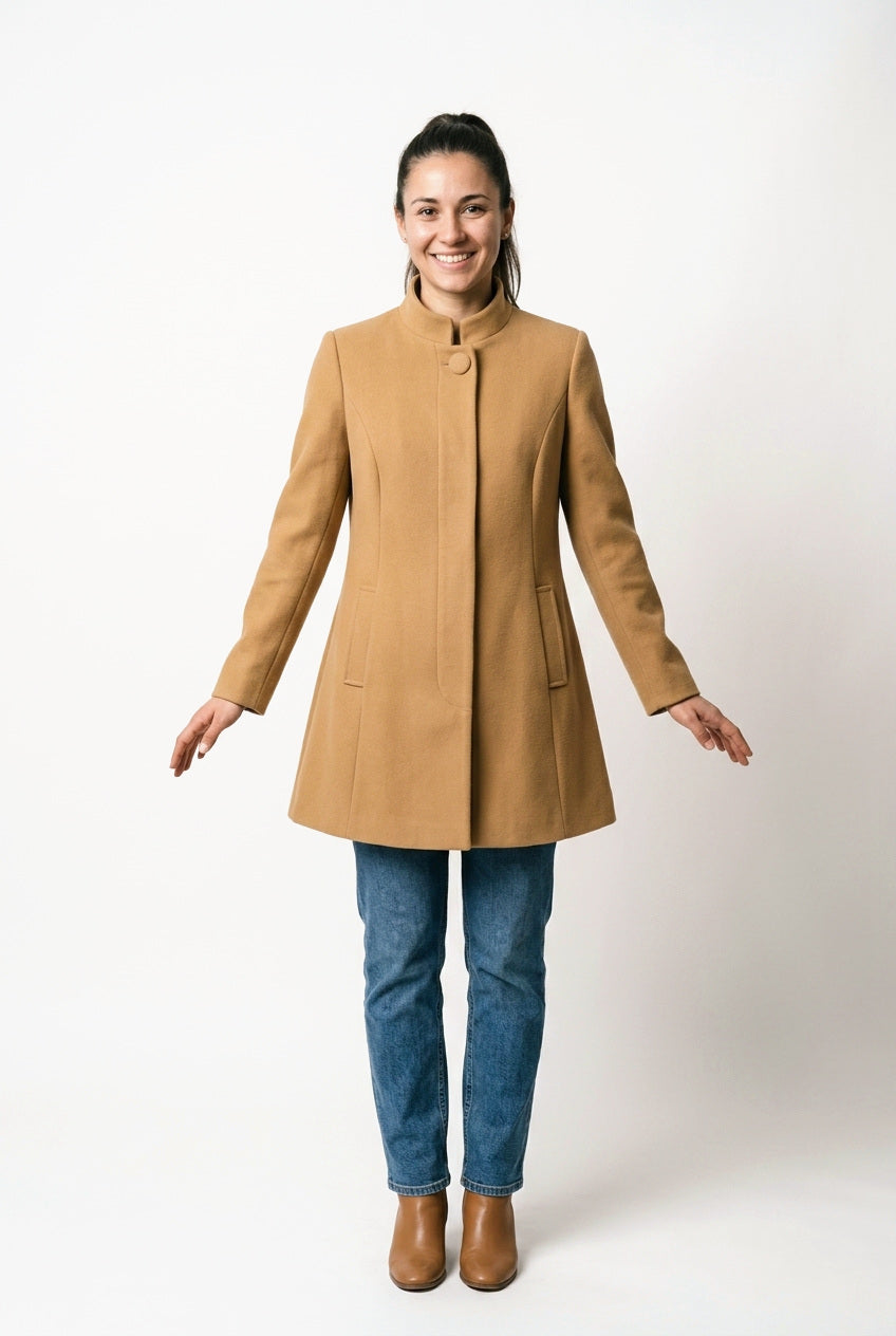 SOLTERI Emeline - Funnel-Collar A-Line Coat