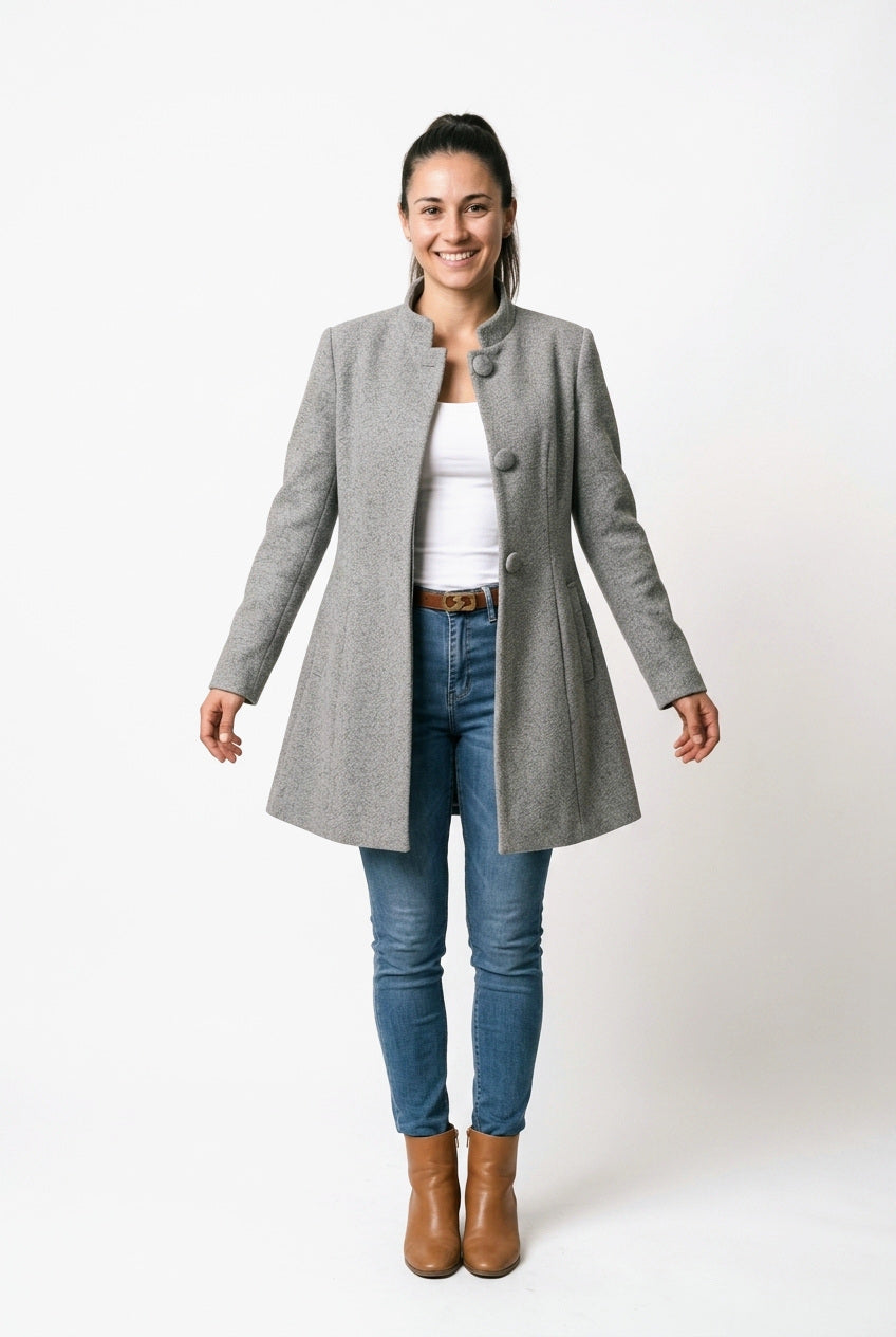 SOLTERI Emeline - Funnel-Collar A-Line Coat