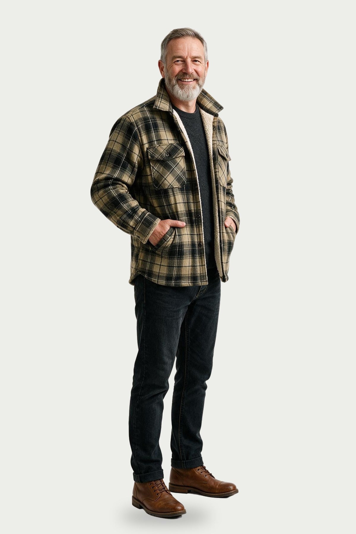 SOLTERI Dawson - Sherpa-Lined Plaid Shirt Jacket