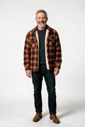SOLTERI Dawson - Sherpa-Lined Plaid Shirt Jacket - Orange