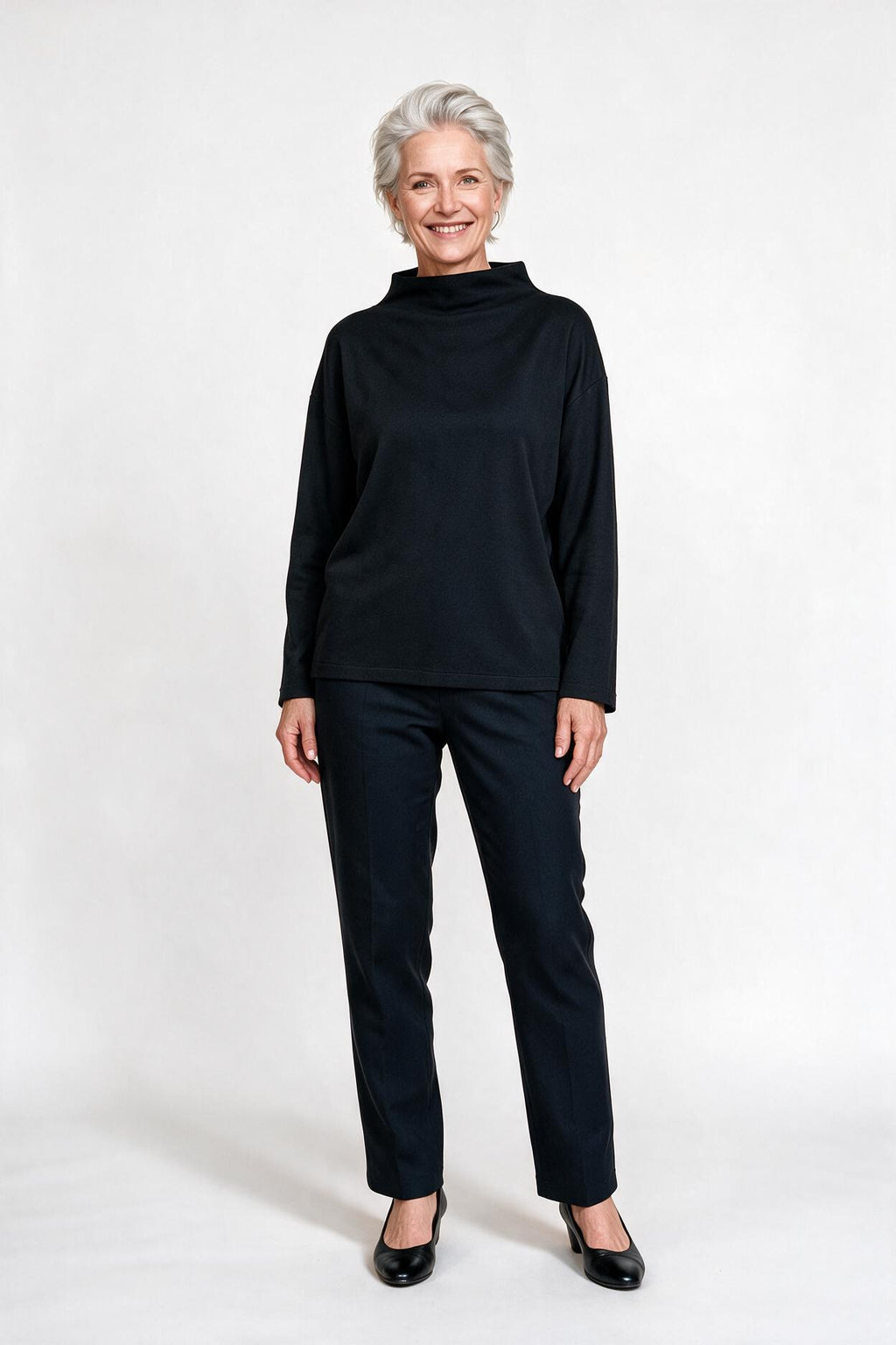 SOLTERI Elowen - High-Neck Knit Top - Black