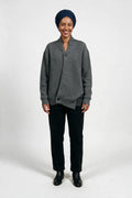 SOLTERI Winifred - Chunky Cross-Button Knit Sweater - Grey