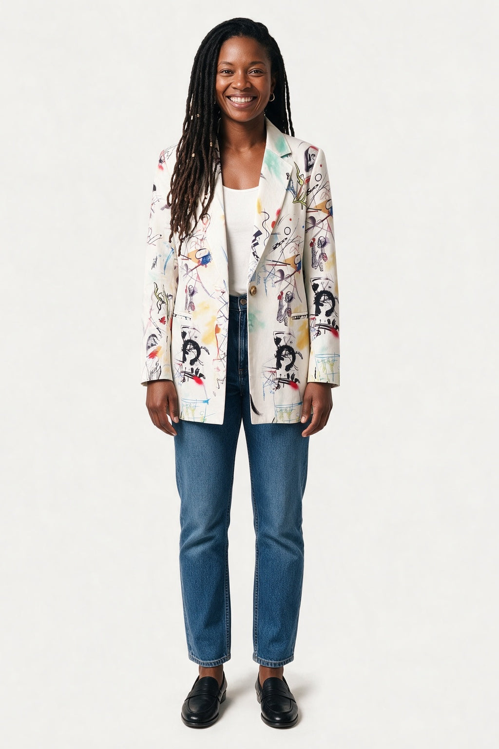 SOLTERI Elodie - Art-Print Longline Blazer