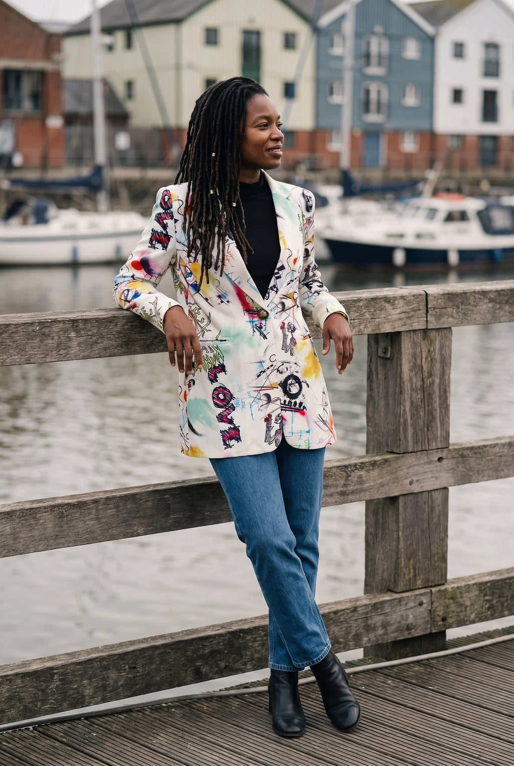SOLTERI Elodie - Art-Print Longline Blazer