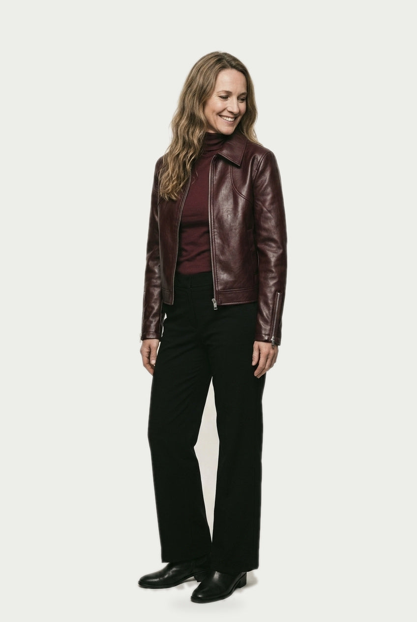 SOLTERI Sylvie - Cropped Faux-Leather Jacket
