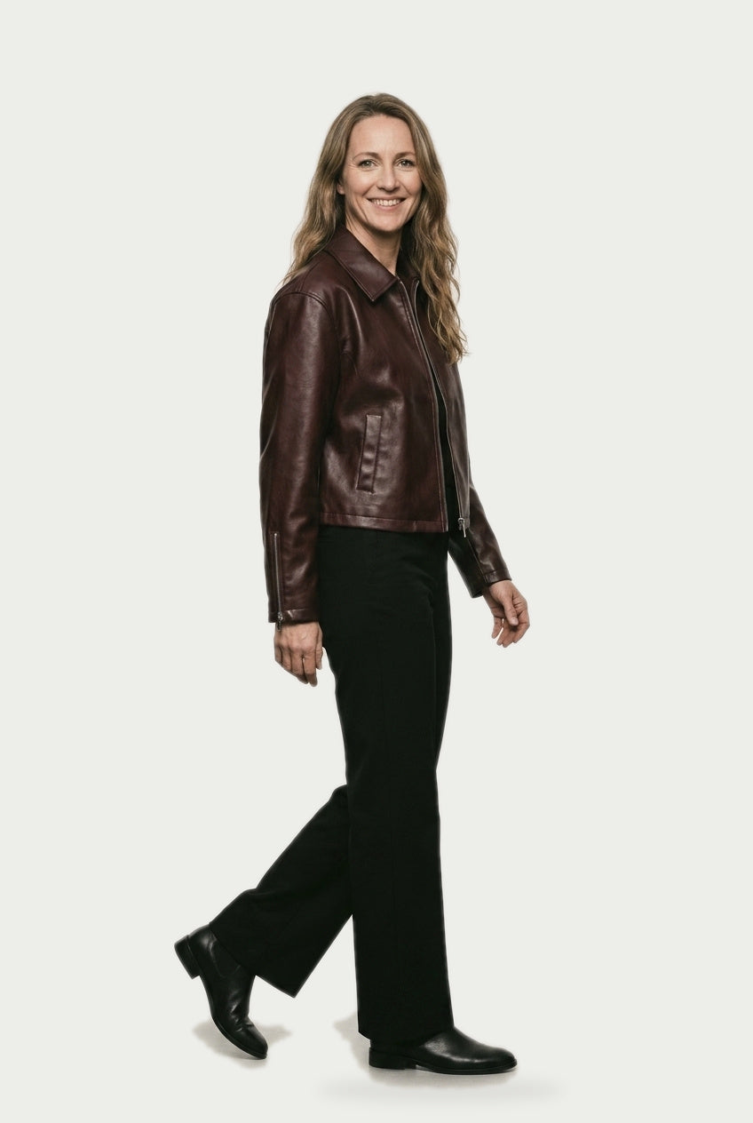SOLTERI Sylvie - Cropped Faux-Leather Jacket